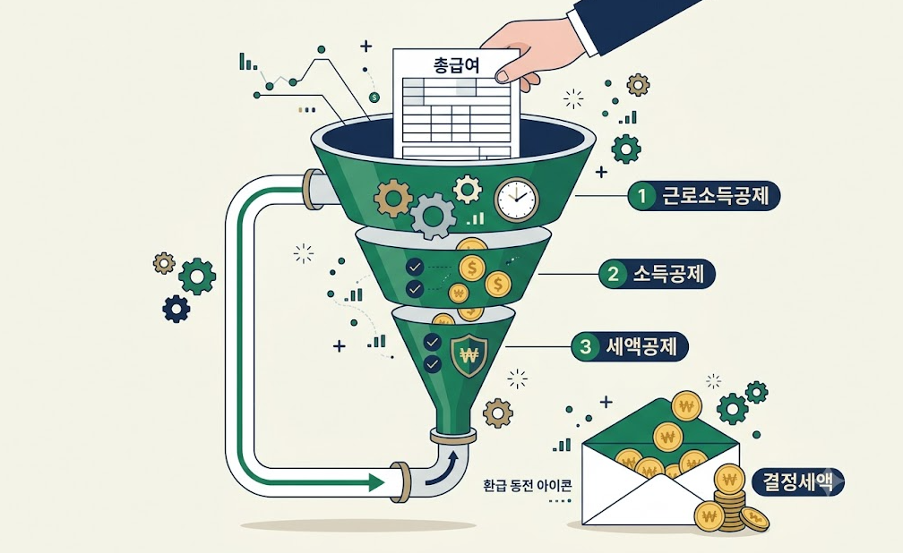 연말정산 소득공제 세액공제 구조 흐름도